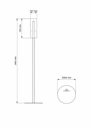 3137-Bodenständer für Desinfektionsspender, RAL CLASSIC